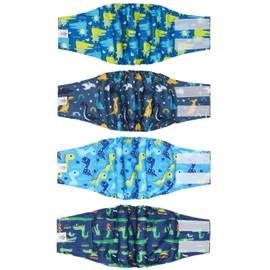 CuteBone - Pañales para perros macho, paquete de 4 envolturas reutilizables para cachorros, bandas para el vientre para perros machos, pequeños, medianos y grandes, FGG05L