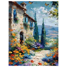 Paint by Numbers for Adults - Street View Paint by Numbers for Adults with Brushes, Flowers Art Crafts Canvas for Home Decoration 16 x 20 Inch