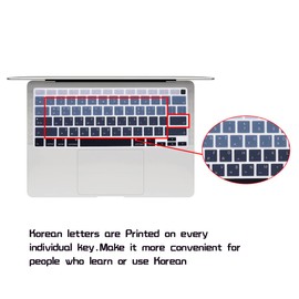 HRH Korean Language Keyboard Cover Skin,Silicone Keyboard Cover Protector for MacBook Air 13 Inch 2020 with Touch ID (MODLE A2179 and A2337 M1 Chip, US Layout)-Ombre Gray