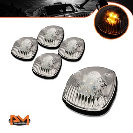 PM PERFORMOTOR 5Pcs Amber LED Cab Top Roof Running Lights Marker Lights Compatible with 94-98 Dodge Ram Truck,Chrome Housing/Clear Lens