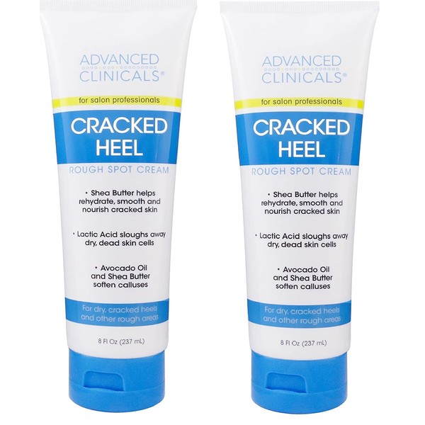 Advanced Clinicals Cracked Heel Cream For Dry Feet, Rough Spots, And Calluses. (Two - 8oz)