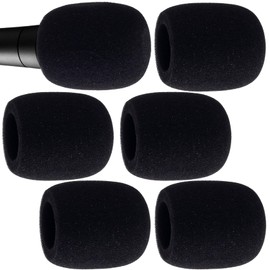 Pndeyo 6pcs Foam Microphone Cover, Thickened Microphone Foam Covers, Reusable Small Mic Foam Windscreens for Most Handheld Microphone- Black