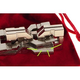 Hourglass Hanayama Brain Teaser Puzzle, New 2019 Release, Level 6 Difficulty Rating, RED Velveteen Pouch