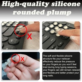 Keyboard Stickers for Long Nails Protector Raised Clear Silicone Keyboard Self Adhesive Cover Nail Art Suitable for Round Button Keyboard (Hemispherical, 128 PCS)