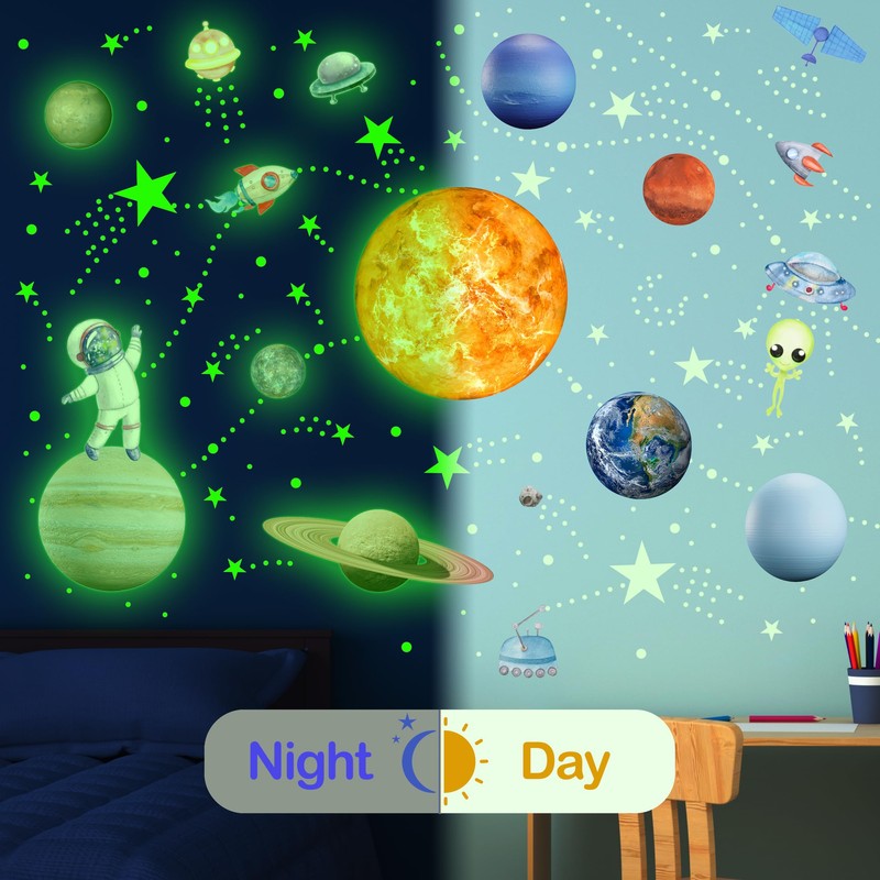 Glow in The Dark Stars Solar System Wall Decals, Sun