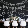 Aiyraa Silver Just Married Banner, Just Married Wedding Decorations