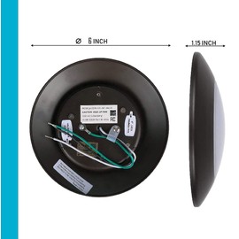 (6 Pack) 4/6" J-Box Flush Mount Dimmable LED Disk Light, 15W (120W Equivalent), 120V, 5000K Bright White, Bronze Trim, ETL Listed - Suitable for Wet Locations - 7.5" Fixture Diameter