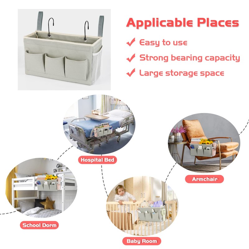 Loghot Bedside Caddy/Bedside Storage Bag Hanging Organizer for Bunk and