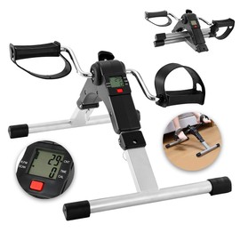 Raganet, Ejercitador de Pedal Fitness, Bicicleta Estática para Entrenamiento de Piernas plegable con Pantalla LED y Resistencia Ajustable, Uso Profesional o del Hogar, Rehabilitación y fortalecimiento