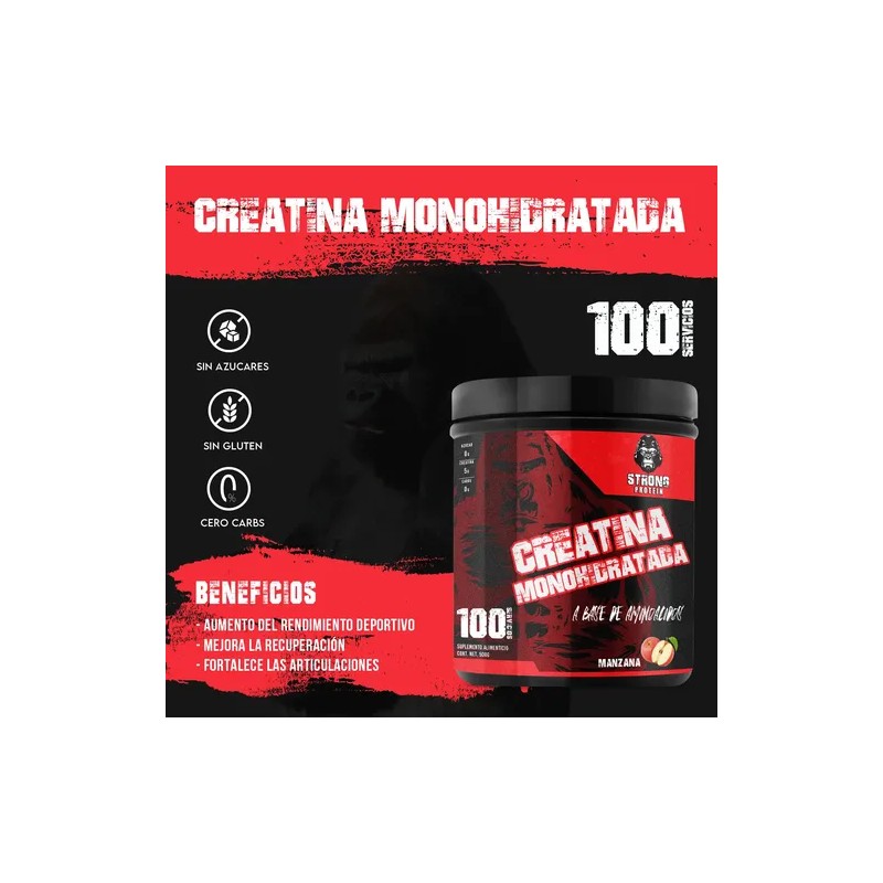 Creatina Monohidratada 500gr Strong Protein 100 Servicios