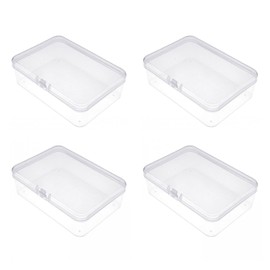 JZK 10.2 x 7.2 x 2.5 cm, 4 x Playing Cards Deck Holder Case Box Container Small Transparent Plastic Storage Box for Trading Cards, Sports Cards, Poker Cards, Board Playing Cards