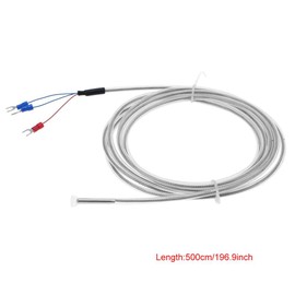 Walfront PT100 5M Thermocouple Wire 3 Wire Sensor Probe High Sensitivity Waterproof Corrosion Acid Alkali Resistant (0-200℃)