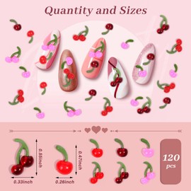 120pcs Cute Tiny Cherry for Dollhouse Miniatures Resin Charms Fruit Resin Food Mini Things for DIY Crafts Home Party Decor 3D Cherry Fruit for Mini Kitchen Fairy Garden Micro Landscaping