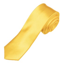 SEVENHEAD Men's Skinny Ties 2 Inch (5CM) Gold Solid Pure Color Plain Slim Necktie for Men