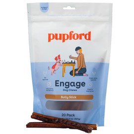 Pupford Thick Bully Sticks for Dogs & Puppies, Smoked for Improved Smell, Natural, Long-Lasting, Single Ingredient Chews for Small & Medium Breeds (6", 20 Count)