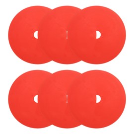 PATIKIL Spot Markers 6 Inch, 6 Pcs Non-Slip Floor Dots Agility Markers Flat Field Cones Poly Dots with Hole for Gym PE Speed Training Dance Soccer Basketball Sports, Red