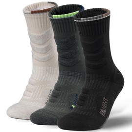 Merino Wool Hiking Socks 3 Pairs, Cushioned Anti-Blister Moisture Wicking Compression Merino Wool Socks Men Women Size 3-42