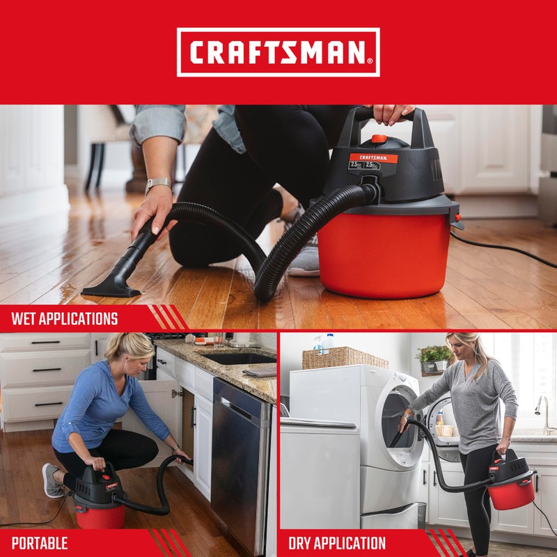 CRAFTSMAN CMXEVBE17250 2.5 Gallon 2.5 Peak HP Wet Dry Vac,