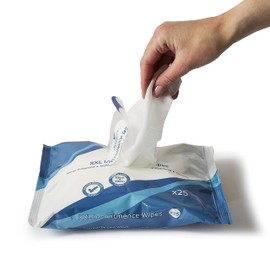 Drylife Premium 5-in-1 Fragranced Disposable XXL Incontinence Wipes | Moisturising Antibacterial Barrier Protection Skin Cleansing Cloths (1 Pack of 25)