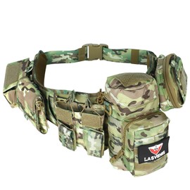 LASVENIS 7 in 1 Combat Belts Tactical Battle Belt with Pouches, Duty Belts Law Enforcement Molle Police Belt for Men (CP-2)