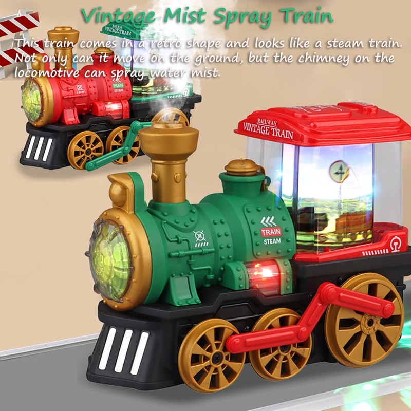 Miracland Retro Steam Train with Mist Spray Function, Vintage Steam