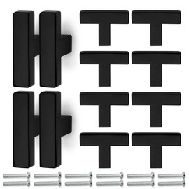 Bwintech Pack of 12 50 mm Cabinet Handles, Matte Black Cabinet Pull Handles, Fashionable Stainless Steel Square Handles, Cabinet Handles, with 48 Screws, for Kitchen, Drawers, Cupboard, Furniture