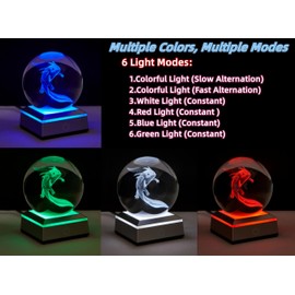 DIGFPWT Axolotl Crystal Ball Lamp,3.15 inch 3D Axolotl Crystal Ball Night Light with LED Colorful Lighting Touch Base,Desk Axolotl Lamp Gift for Friends (Axolotl D)