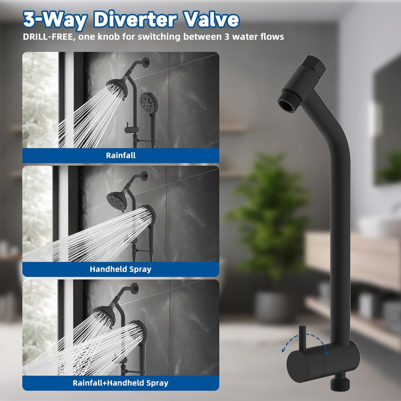 Dual Handheld Shower Head Combo, 3-Way High Pressure 10-Setting Handheld