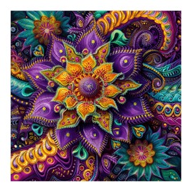 Wooden Puzzle-Mandala Petals-200Pieces Round Puzzle Color Challenge Jigsaw Puzzles Wooden Puzzle Birthday Gifts for Adults and Kids Family Game