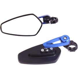 MotorToGo One Pair Blue Stem Black House CNC 7/8" Handlebar Bar End Arrow Mirrors for 2018 Honda Grom 125 ABS