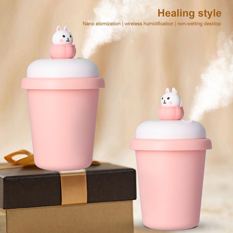 Humidifier Pink Milk Tea Cup Humidifier Small Desktop Bedroom Bedside