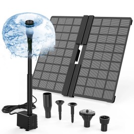 AISITIN 2025 Solar Powered Water Fountain Pump with 6 Nozzle,for Ponds,Pool,Fis