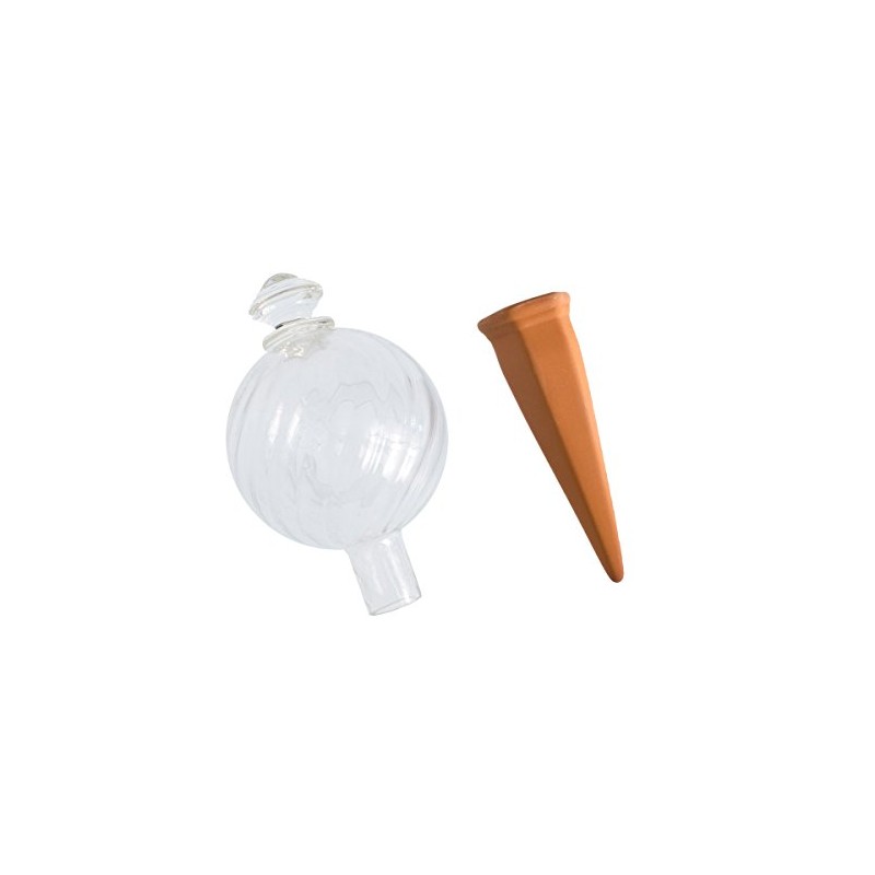 Plant Nanny 8118 12oz Clear Spiral Fluted Watering Globe and