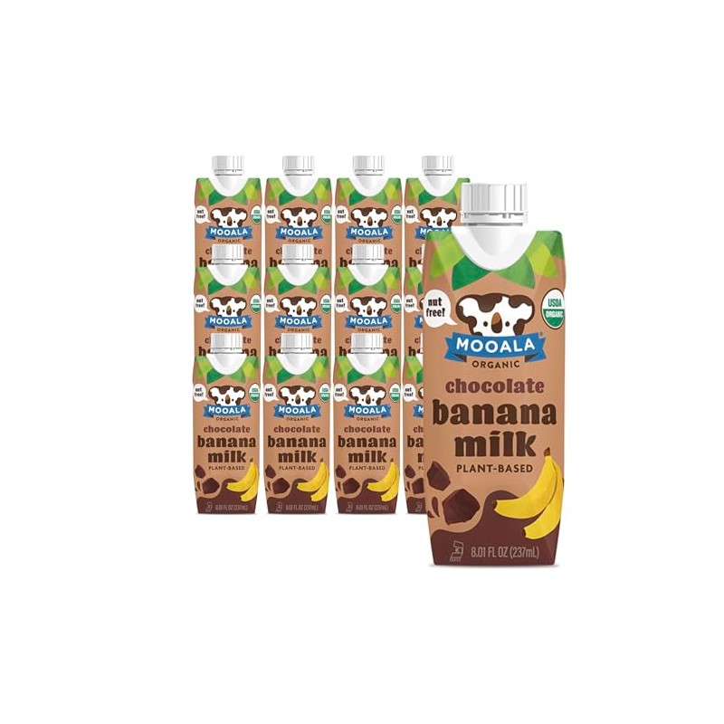 Mooala - Organic Chocolate Bananamilk, Lunchbox Friendly, Shelf-Stable, Non-Dairy, Nut-Free,