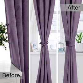 XWZO Purple Velvet Curtains 90 Inches Long, Elegent Soft Luxury Curtains for Living Room, Thermal Insulated Room Darkening Purple Curtain for Bedroom Decor, Velvet Drapes Set 2 Panels