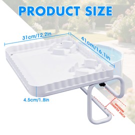 Pool Bar, Above Ground Pool Bar with 2 Drink Cup Holders,Poolside Table for Drinks & Snacks,Fits 3" or Less Frame Above Ground Pools Accessories (White)