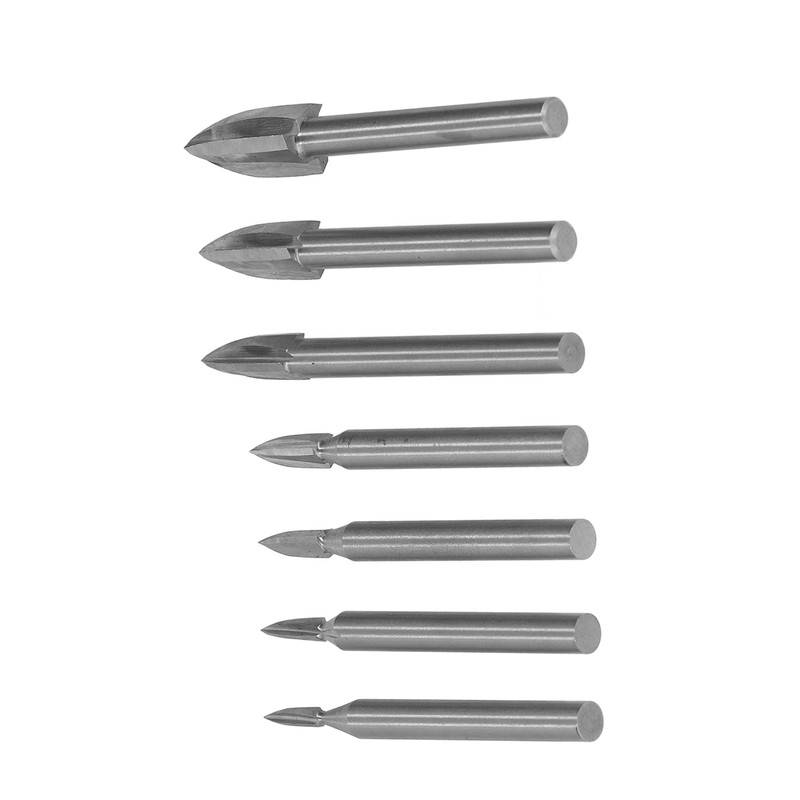 7Pcs Engraving Drill Bit 6mm Shank High Speed Steel Carving