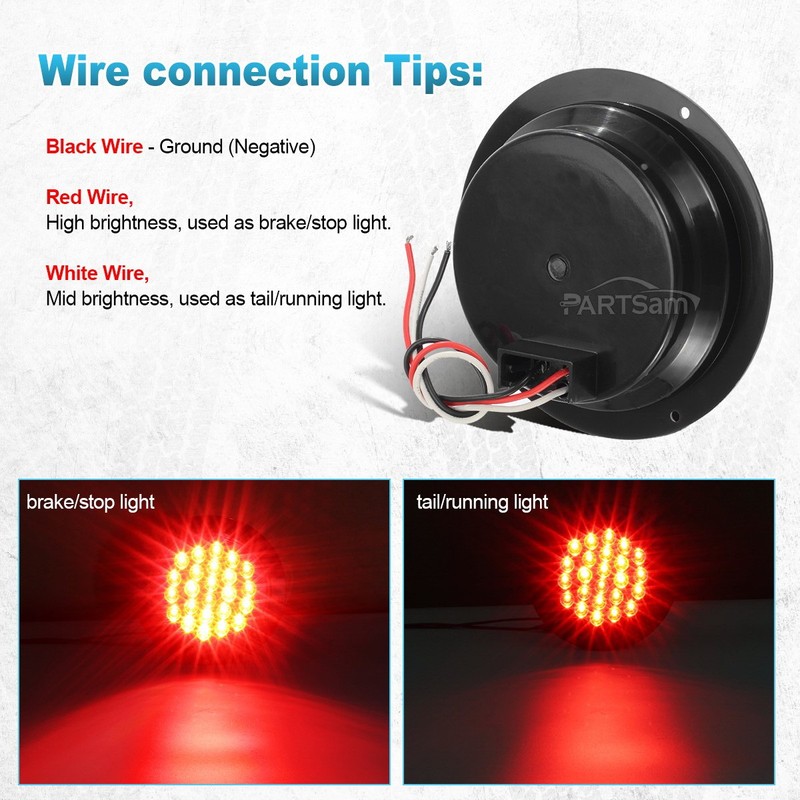 Partsam 4Pcs 4 Inch Round Led Trailer Tail Lights 24