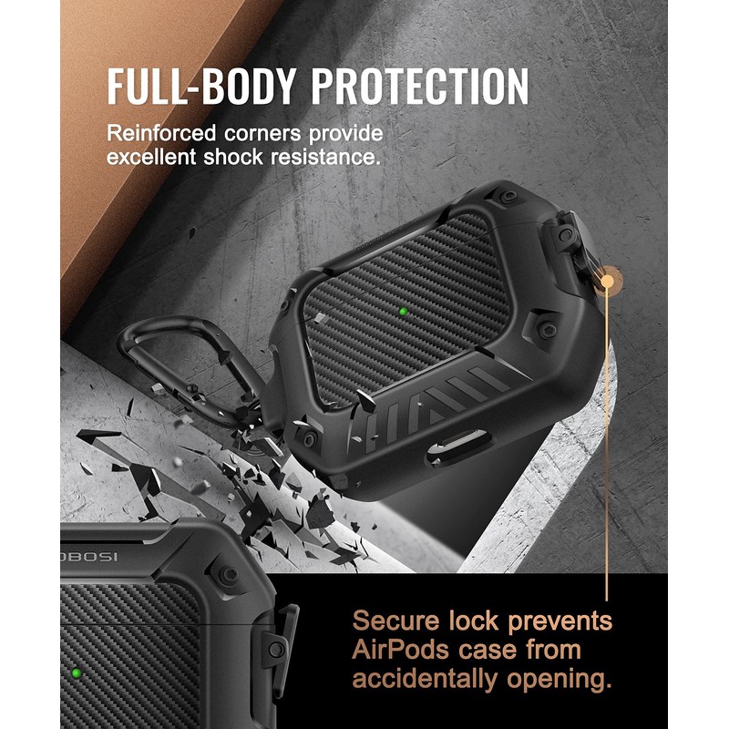 MOBOSI AirPods Pro Case, Secure Lock Clip Full Body Shockproof