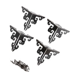 dophee 4Pcs Vintage Decorative Corner Protectors, Antique Brass Decorative Trim Metal Corner Covers Bumpers with Screws for Picture Frame Album Jewelry Box Wine Box Wooden Cases, 1.97"x1.97"