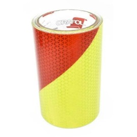 Orafol V98 77675-630 6" x 30' RH Red & Fluorescent Lime Chevron Safety Tape -USA