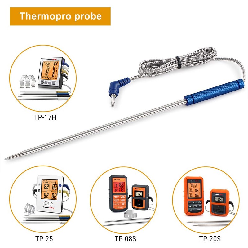 ThermoPro Stainless Steel Probe Replacement Stainless Meat Probe for TP25