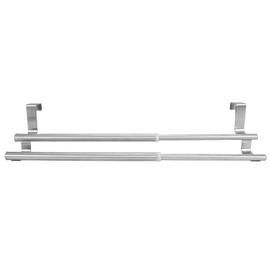 Combort Towel Rack Stainless Steel Retractable Bath Double and Single Bar Towel Shelf Holder for Bedroom Bathroom Kitchen Living Room(for Door Panels Within 0.75Inch) (40cm
