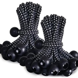 PerkHomy 60 Pcs 6 Inch Ball Bungee Cord Heavy Duty Bungie Cord Balls for Tarp Tie Down Canopy Camping Tents Cargo Holding Wire Hoses Patio Umbrellas Awning (60pc Black&White)