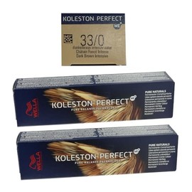 Wella Koleston Perfect Me+ Pure Naturals 33/0 Intense Dark Brown 60ml and Paint Brush (Pack of 2)