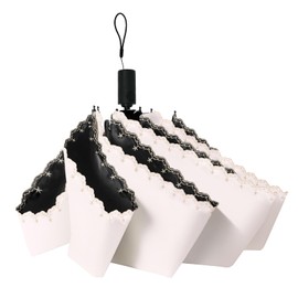 Shishivera Parasol, Ultra Lightweight, 9.0 oz (255 g), UV Reduction, 100% Total Light Blocking, Heat Shield, Embroidered Dusty Brown, One-Touch, Auto Open and Close, Folding Umbrella, Compact, Folding