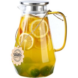 Smiths Mason Jars 1.8L Classic Glass Water Jug with 2 Way Lid - Glass Jugs for Water, Stylish and Versatile Glass Jug with Lid - Holds up to Temperatures from 40°F to 300°F