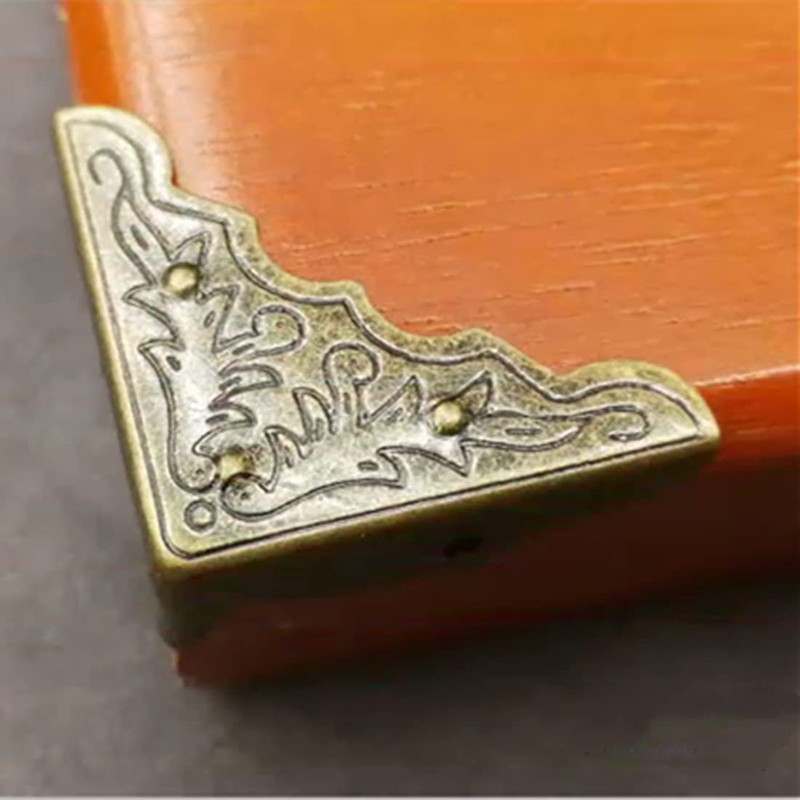 Dophee 8Pcs Antique Brass Jewelry Box Corner Case Chest Corner