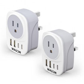 2 Pack Ireland Travel Plug Adapter Set Type G Power Outlet Adapter with 2 USB C and 2 USB Ports for USA to Dubai Scotland UK London England Ireland Hong Kong KenyaWAUDM,