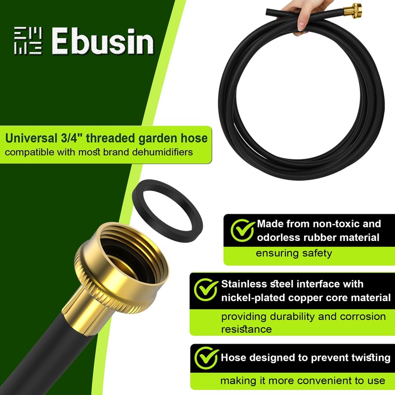 30FT Dehumidifier Drain Hose with 3/4 Inch FHT Connector, featuring